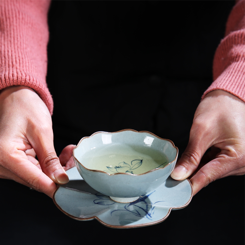 The Product cyber space antique glaze porcelain remit hand - made porcelain cup mat kung fu tea tea accessories heat insulation cup mat