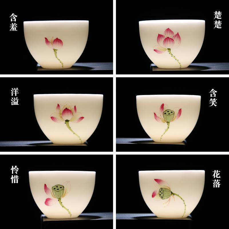 The Product dehua porcelain remit jade built white porcelain flowers blossom put opening cup jade porcelain individual CPU master CPU