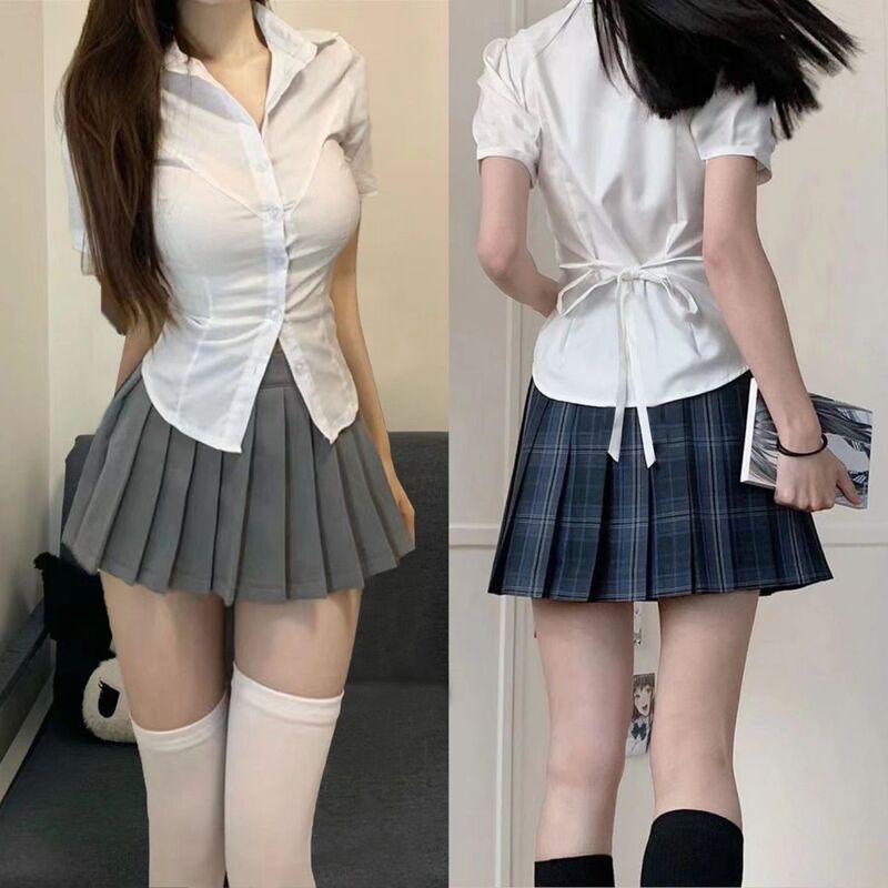 Plus-Size Women 100kg Extra-Large New White School Style Jk Uniform with Waist-Tie Design, Pure and Alluring Style, Slimming Shirt Plus-Size Women 100kg Extra-Large New White School Style Jk Uniform with Waist-Tie Design, Pure and Alluring Style, Slimming Shirt