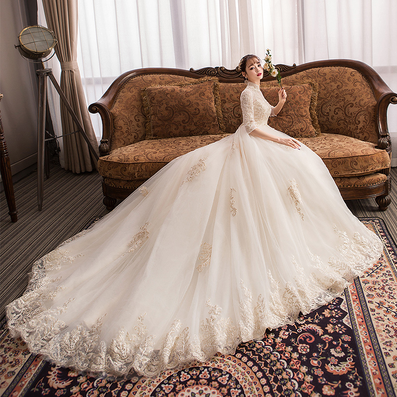 Wedding Dress Bride 2026 New Style Plus Size Fat mm 100kg Extra Large Maternity High-End Main Wedding Dress with Long Train Spring