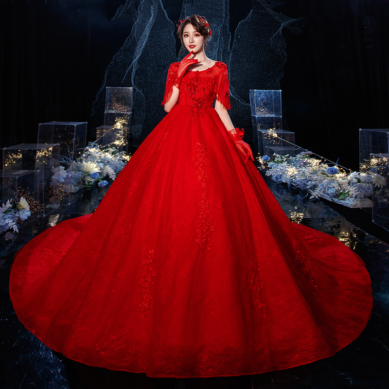 Main Wedding Dress for Bride 2026 New Style Plus Size Fat mm Red Reception Dress Maternity High Waist 100kg High-End Long Train Main Wedding Dress for Bride 2026 New Style Plus Size Fat mm Red Reception Dress Maternity High Waist 100kg High-End Long Train