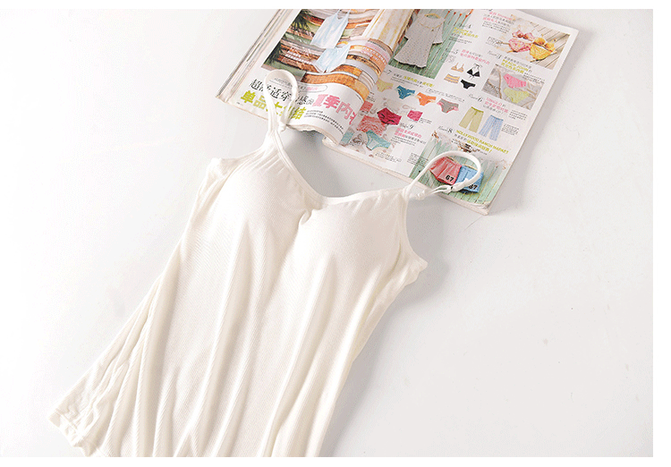 Modal Camisole Women Cotton Chống đi Không Vòng Thép Tích hợp Đồ lót Màu rắn Đáy Áo sơ mi Ngực Pad Top áo thun ba lỗ nữ form rộng
