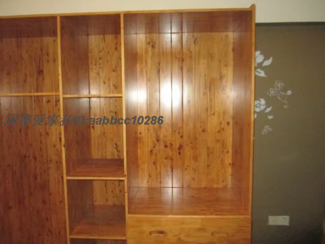 Tủ quần áo lớn năm cửa ba ngăn lớn Tất cả áo choàng gỗ bách gỗ Nội thất gỗ cứng Tủ dày Backboard Nhà máy trực tiếp tủ 4 cánh