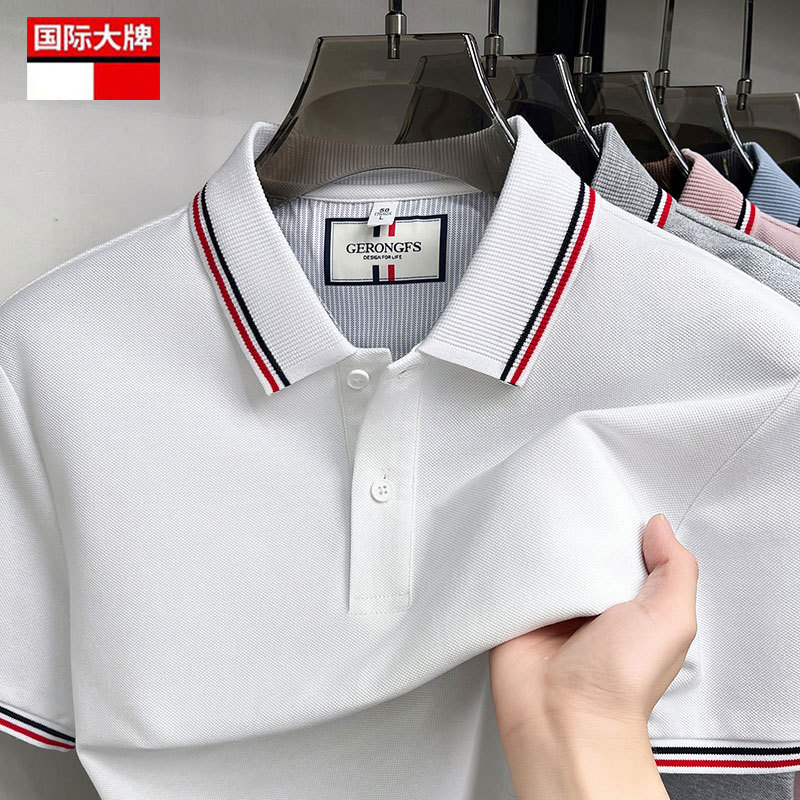 Tommy Pure Men's Short-Sleeved Lapel Polo Shirt 2026 Summer New High-End Fashion Trend Breathable Pure Cotton T-Shirt