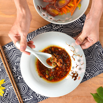 Chinese hand-painted ceramic pasta plate Wide edge soup rice plate Straw hat plate Household tableware deep plate round plate