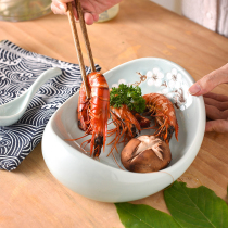 Chinese ceramic dish plate Shaped hand-painted celadon white plum fried rice plate Crayfish plate Hotel club tableware