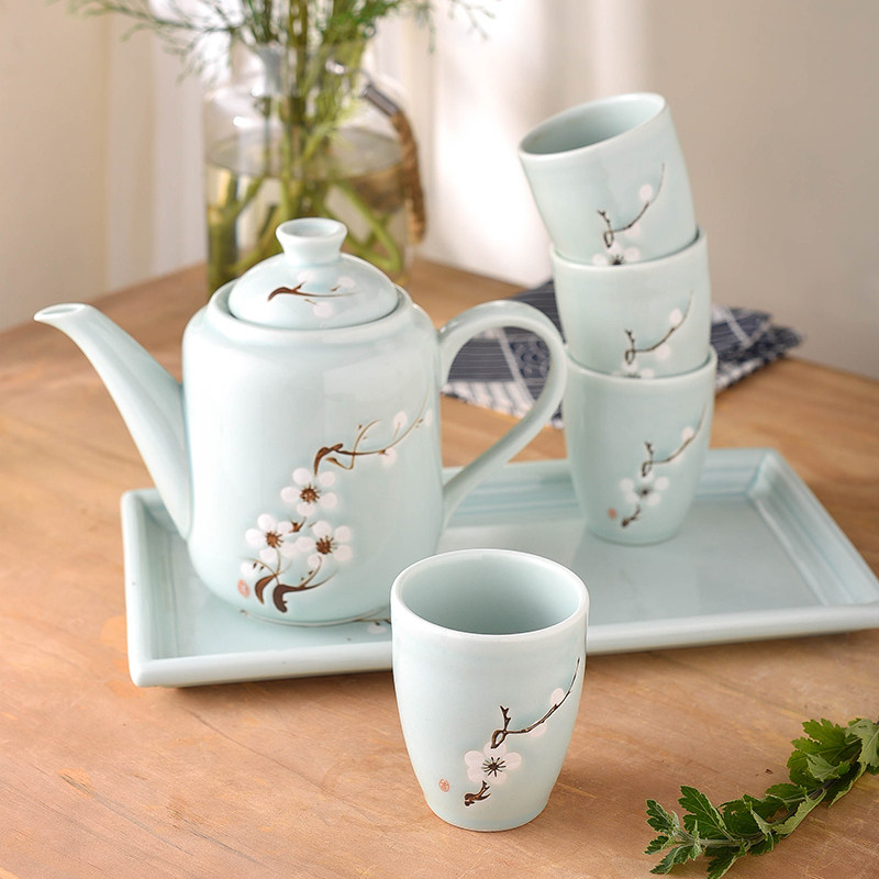 High temperature resistant fashion hand-painted ceramic tea kettle large capacity 1 3 liters hot and cold water jug water glass home suit