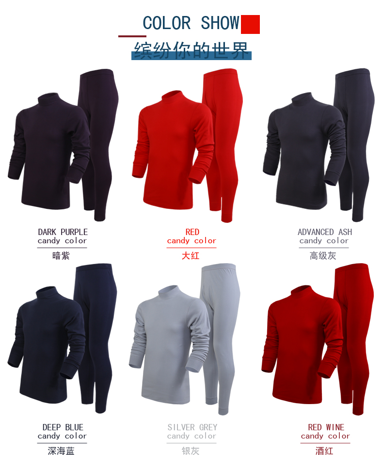 Red Niu mùa thu và mùa đông đồ lót nhiệt tinh khiết cotton nam trung niên áo len cotton nửa cao cổ áo XL quần áo mùa thu bộ cotton nữ học sinh