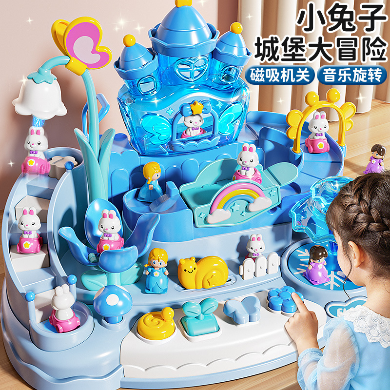 Little Rabbit Children's Girl Toy Elsa Princess Cute Rabbit Castle Adventure Doll 3-6 Years Old Gift