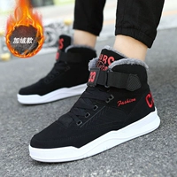 Осенние высокие кроссовки для пар, корейская версия, универсальная мужская обувь, спортивная повседневная обувь плюс бархатные теплые хлопковые туфли, две зимние хлопковые туфли