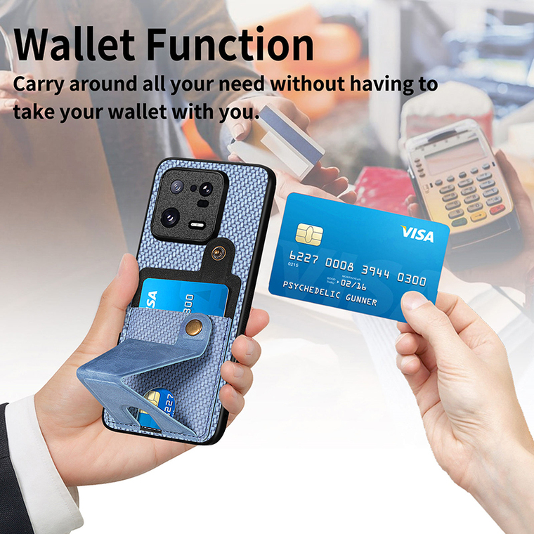 Carbon Fiber Pattern Card Holder Kickstand Function Note 12, Note 12 Pro, Note 12Pro+, 13, 13 Pro, 13 Ultra, 12T, 12T Pro
