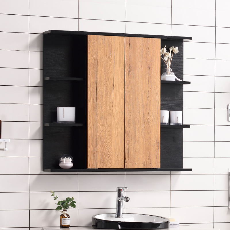 Nordic Solid Wood Folding Feng Shui Mirror Cabinet Bathroom Hanging Cabinet Concealed Mirror Cabinet Hanging Wall Style Dressing Room Mirror Cabinet