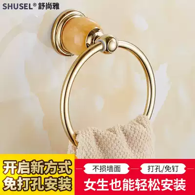 European-style towel ring Towel rack Golden bath towel hanging towel hanging ring Antique powder room bathroom towel hanging ring