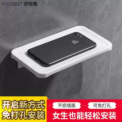 White nail-free tissue rack space aluminum phone shelf punch-free powder room rack bathroom hardware pendant
