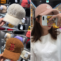 Korea MLB hat autumn and winter hairy baseball cap cute ins trend Joker personality fashion velvet cap cap