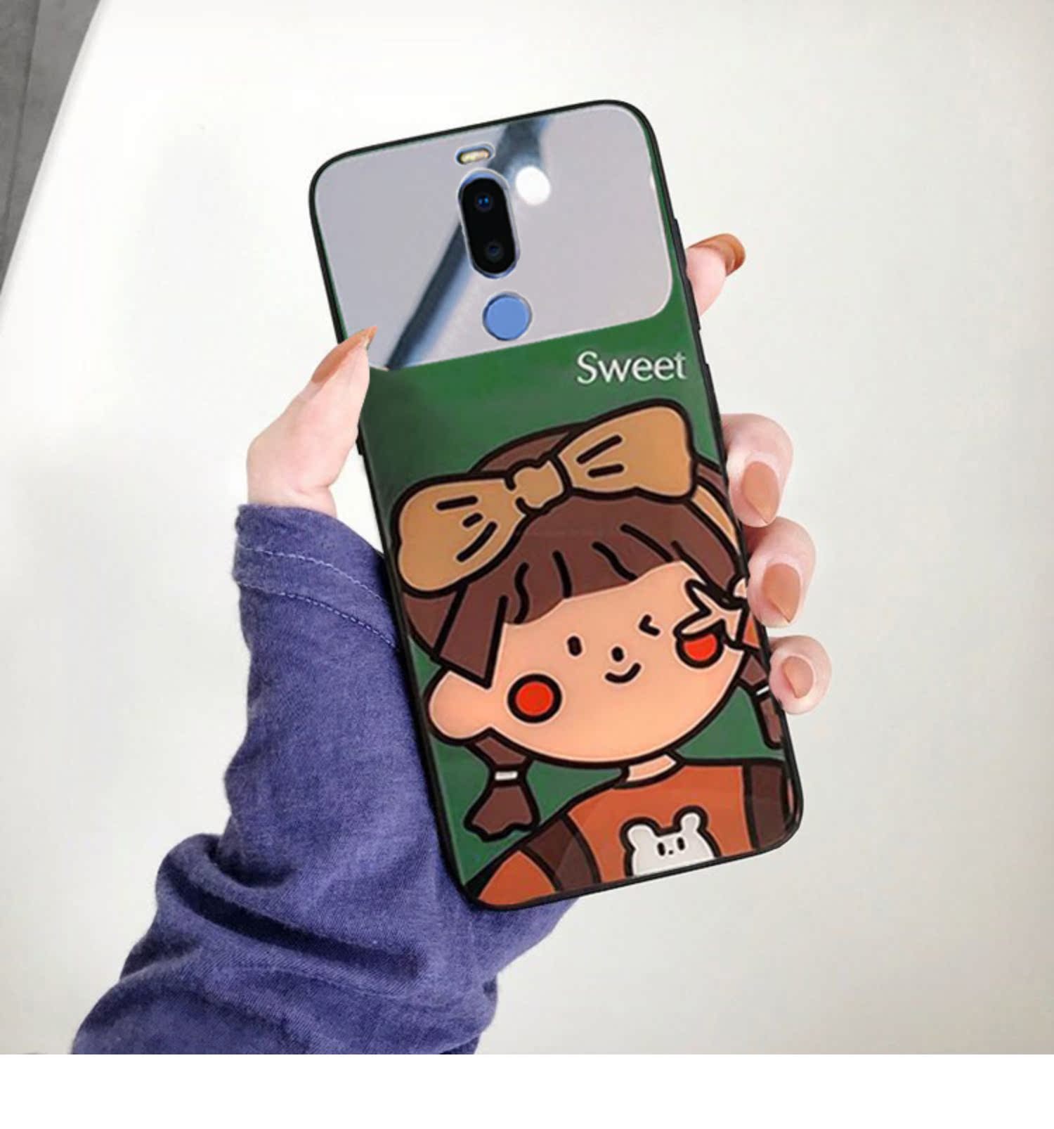 Gương trang điểm Meizu quyến rũ màu xanh Note6 Kính Meizu 16x bao gồm toàn bộ vỏ điện thoại di động Meizu X8 vỏ silicon mềm và cứng - Phụ kiện điện thoại di động ốp lưng vivo