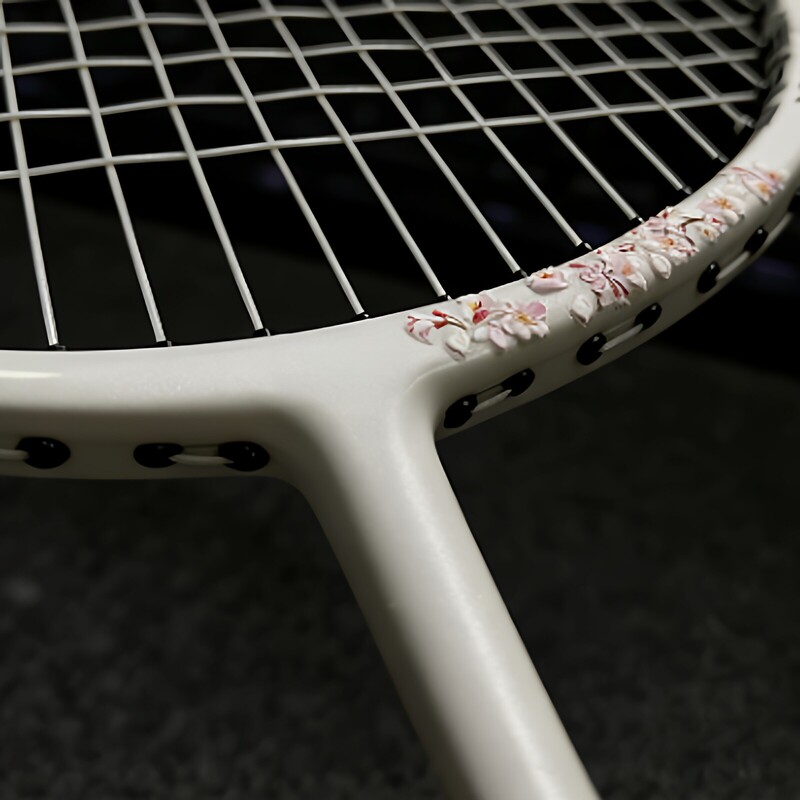 [Hold Spring in Your Hands] Flower Badminton Racket Stickers 3D Embossed Decals to Cover Paint Tennis Racket Decoration