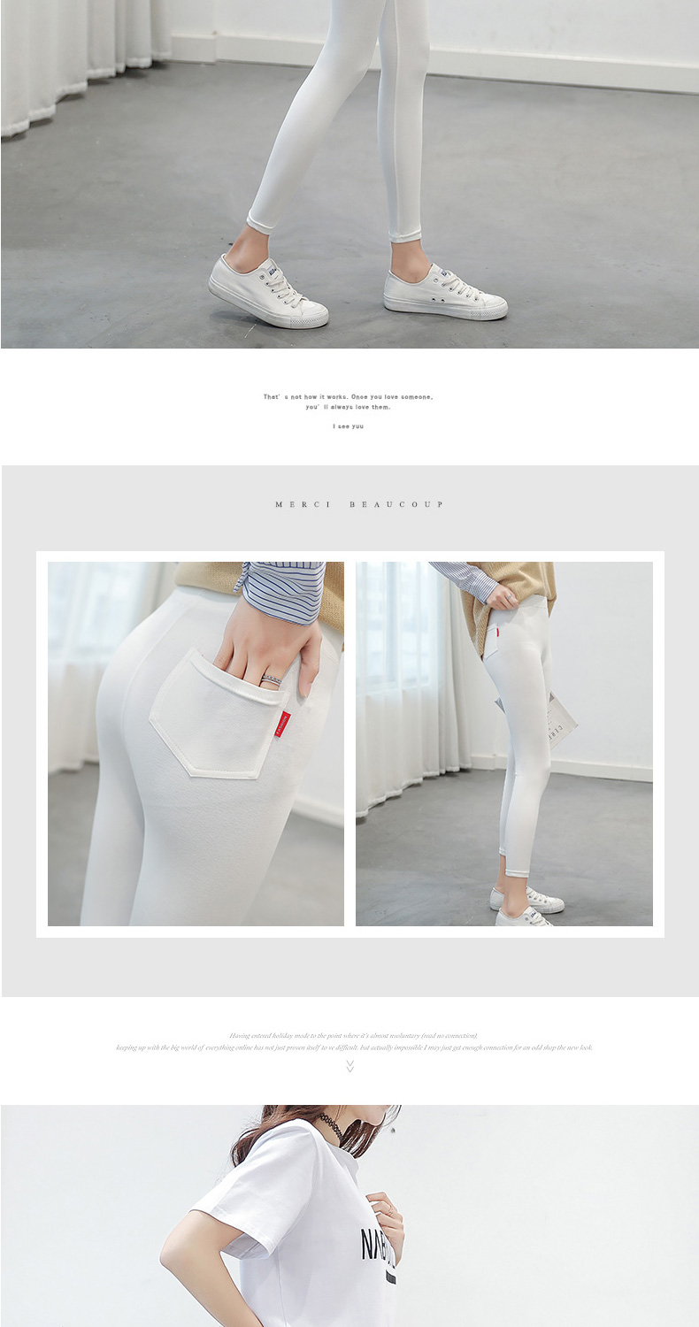 Quần legging cotton nữ mặc mùa thu và mùa đông phần mỏng Phiên bản Hàn Quốc của quần lửng cỡ lớn màu cao eo thon quần thon thời trang nữ