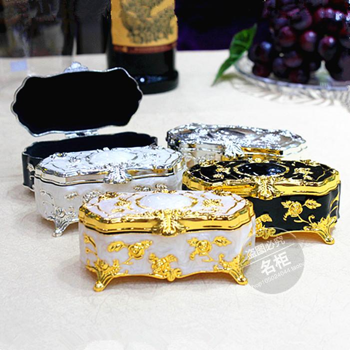 European fashion creative alloy toothpick box noble and elegant jewelry tube cotton swab box flip cover home decoration gift