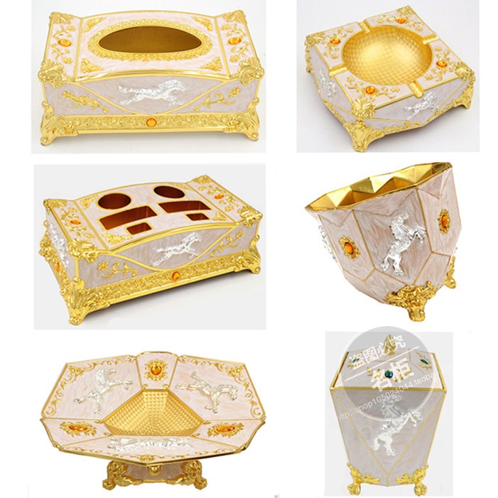 ktv set table nightclub desktop decoration fruit plate European-style love horse tissue box alloy ashtray microphone stand