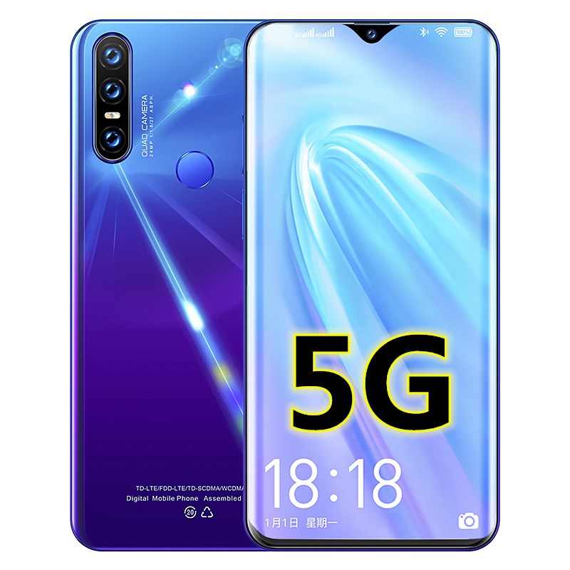 New listed 5g Internet giant screen smart full netpass fingerprint face unlock Full Screen Amortization RMB100 Price new phone