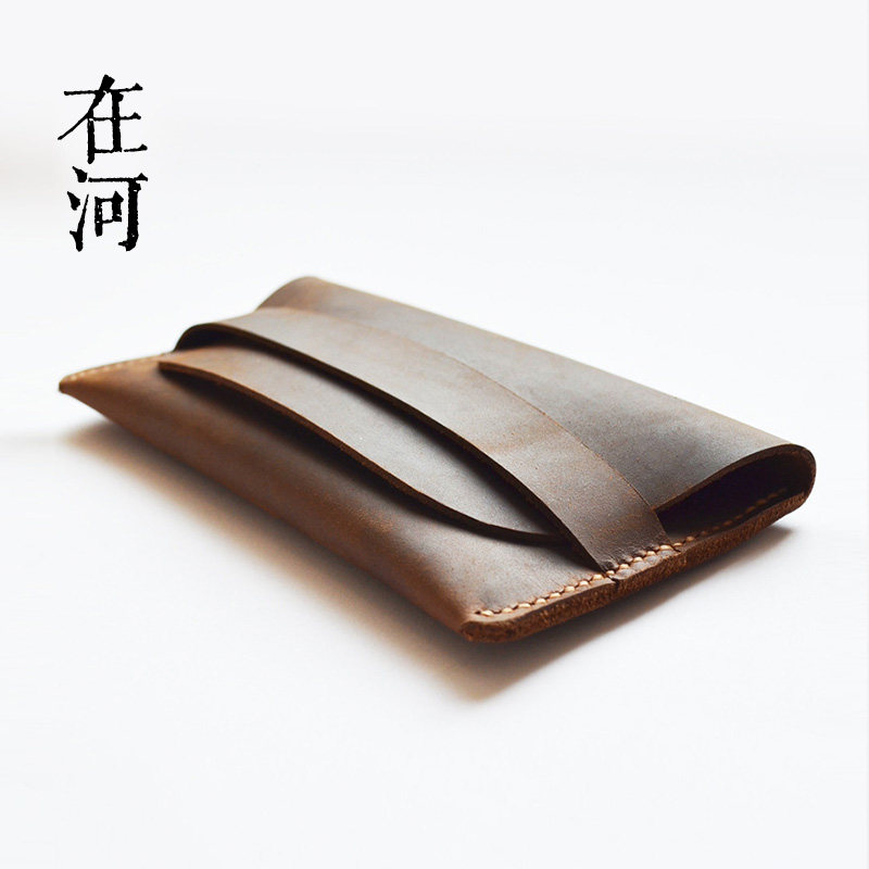 In River Long Version Handmade Wallet Crazy Mapleather Long Purse Sew Black Brown Retro Bull Leather Long Version Chaebag Brief