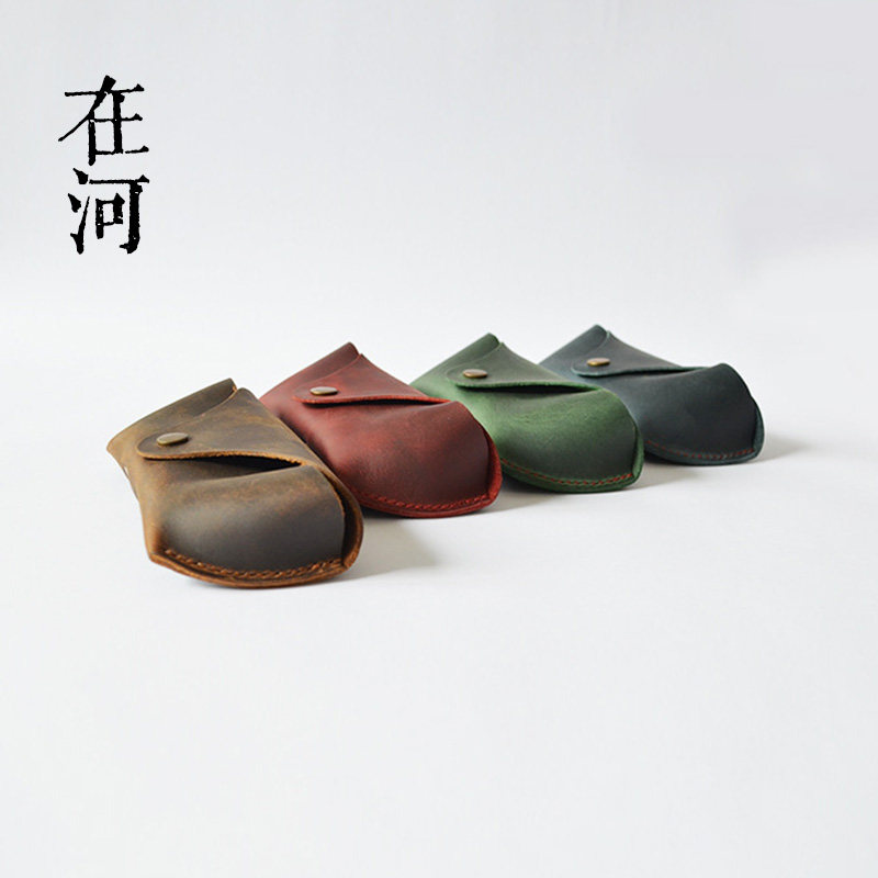 In River Handmade Cow Leather Glasses Case Mad Mapleather Doing Old Retro Wind Artisan Artisan Oil Dip Leather to do the old style