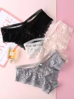 European and American girls pants sexy lace women's underwear hollow low waist large size cotton bottom crotch women's breifs