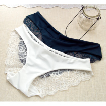 Elegant European and American style high-end milk silk stitching lace sexy low waist size cotton crotch panties