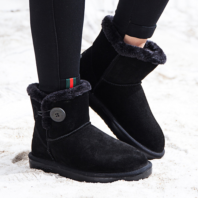 Yijiabao winter new thickened warm cotton shoes non-slip comfortable flat-bottomed northeast snow boots women's classic lightweight