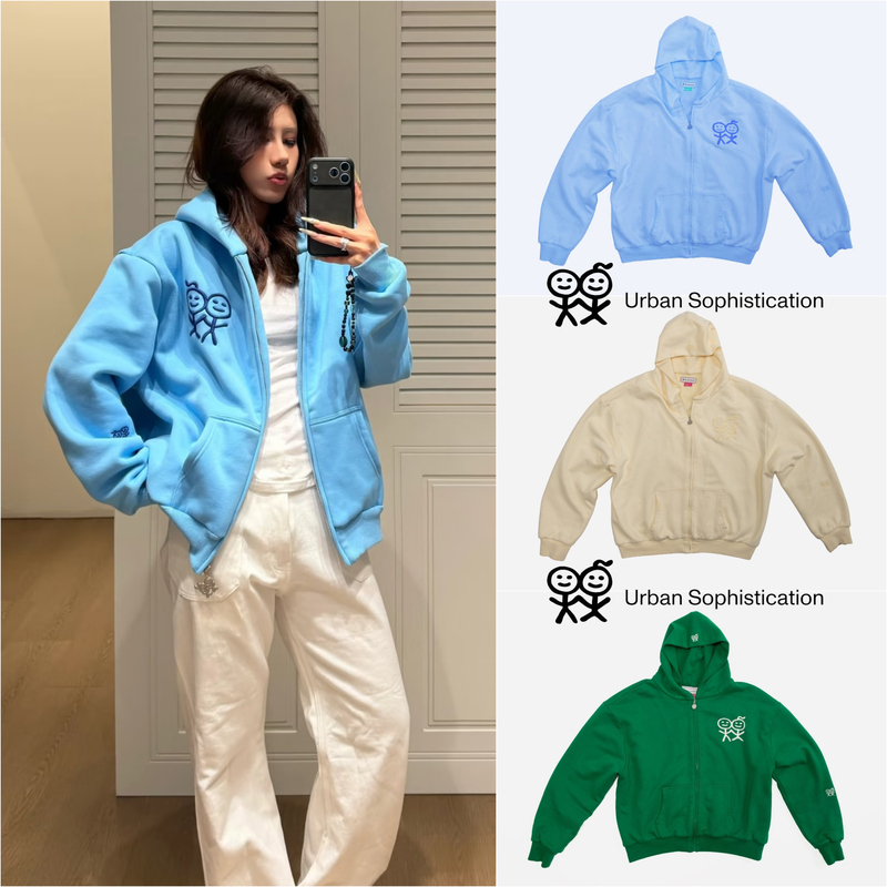American Brand Urban Sophistication Stick Figure American Style Fleece Hooded Loose Sweatshirt with Logo American Brand Urban Sophistication Stick Figure American Style Fleece Hooded Loose Sweatshirt with Logo