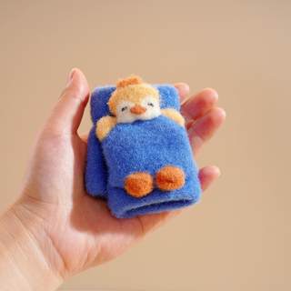 婴幼儿保暖手套冬季半截半指地板爬行可爱0-1岁2男女宝宝加绒可爱