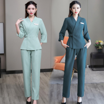 Spring new Korean beautician health club SPA pedicure skin management beauty salon overalls womens suit