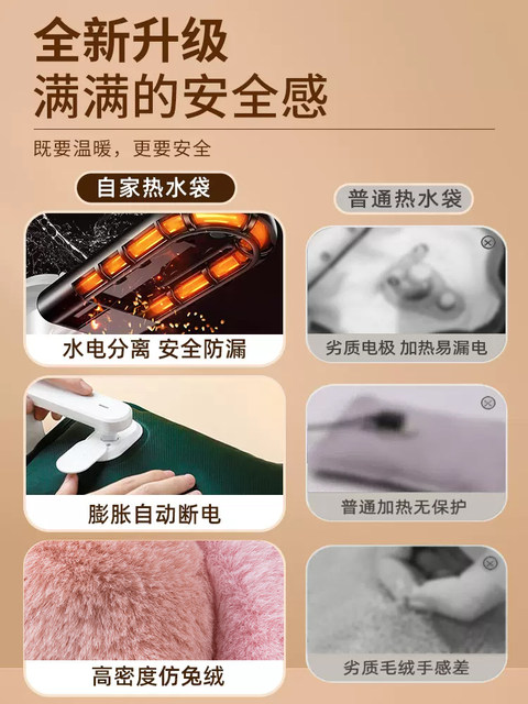 Hot water bottle explosion-proof rechargeable cute plush hot water bottle electric warmer hand warmer for dysmenorrhea girls use foot warmer to warm baby