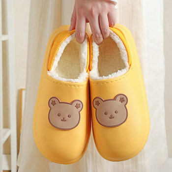 Cotton Slippers for Women, Winter Outdoor Wear, Closed Heel, Indoor Waterproof, Non-Slip, Thick-Soled, Warm, Postpartum Maternity Cotton Shoes for Men