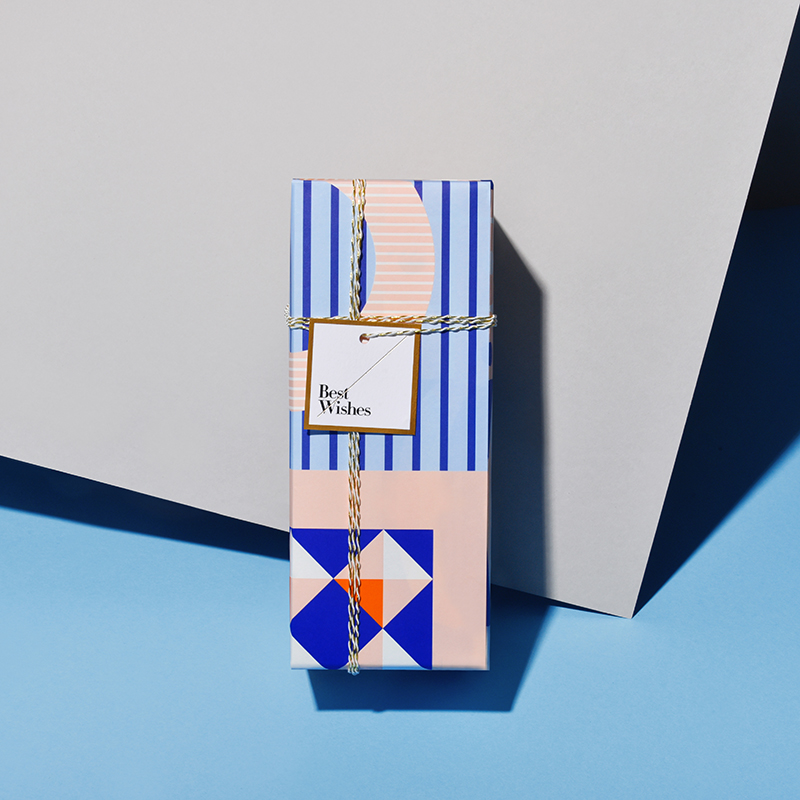 PaperPlay Orange Blue Collision Color Fashion Graphic Splicing Creative Avant-garde DIY Gift Wrapping Paper Wrap paper