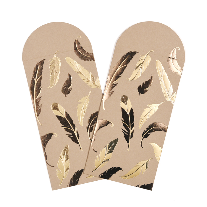 PaperPlay gold feather creative red envelopes New Year's Spring Festival pressure wedding to wish suo Joo a luxury is a seal