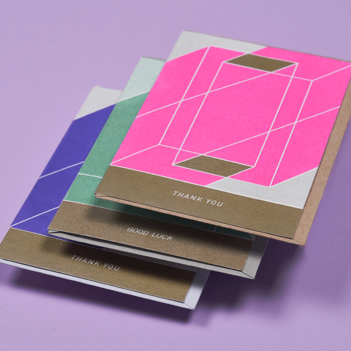 PaperPlay-original thanks to blessings greeting cards pink purple green Valentine's Day RISO print