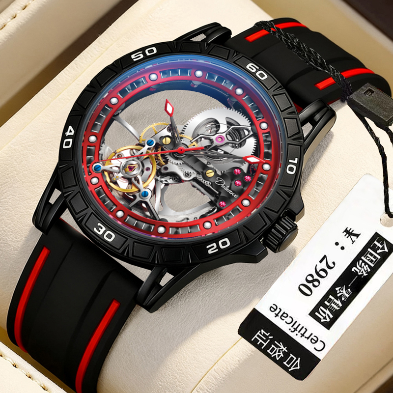Roger Black Warrior Watch Men's King Hollow Automatic Mechanical Watch Luminous Waterproof Tourbillon Men's Watch