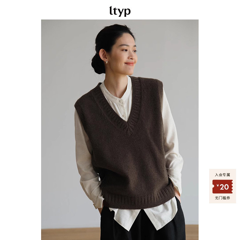 Ltyp Journey Original Versatile Wool Vest V-Neck Sweater Vest Pullover Layered Knitted Vest for Women in Autumn