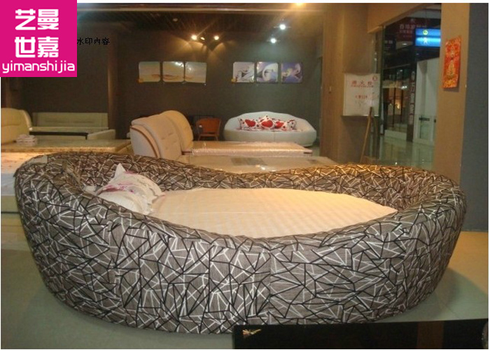 Yiman Sega cloth round bed double bed cloth soft bed Fashion wedding bed cloth bed Y65#package logistics