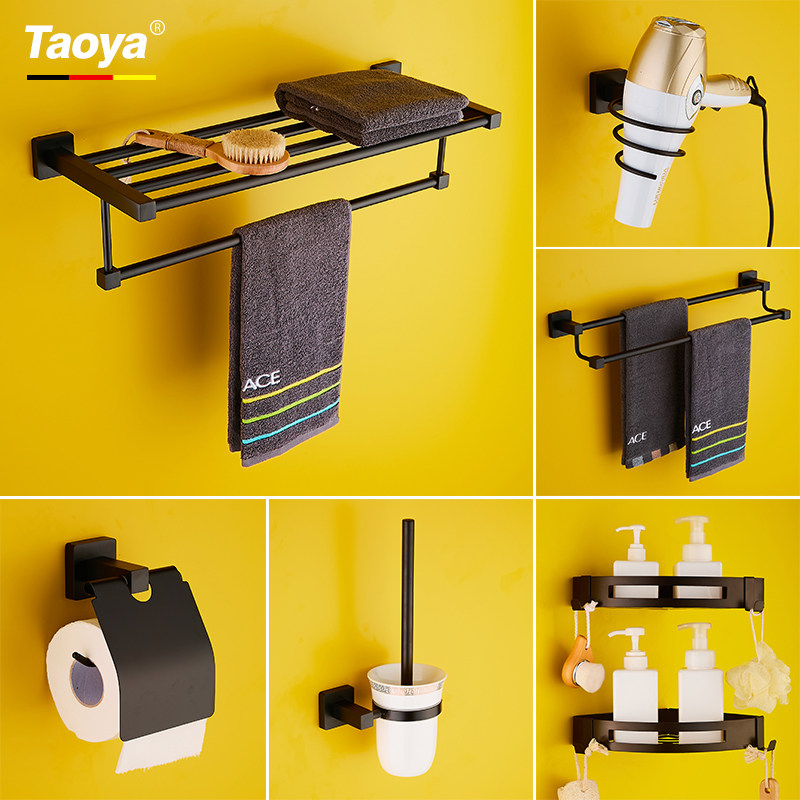 304 stainless steel towel rack powder room rack bathroom frosted black single and double pole towel tripod
