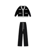 Maternity wear autumn suit fashionable and fashionable autumn and winter 2024 new sweater wide-leg pants fashionable two-piece set