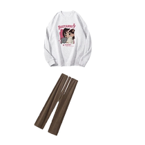 Maternity sweatshirt suit autumn 2024 new fashionable style pure cotton cartoon top wide leg pants two-piece set