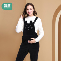 Jingqi maternity bib fashion autumn and winter thickened maternity suit corduroy warm maternity winter pants