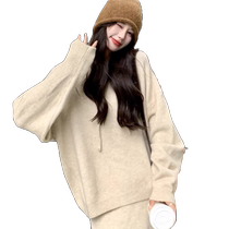 Jingqi maternity wear autumn and winter 2024 new loose lazy style long-sleeved thickened sweatshirt half skirt two-piece suit