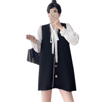 Pregnant womens autumn dress 2024 new suit fashionable fragrant vest fashionable autumn and winter two-piece set