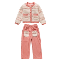 Jingqi 2024 Nouveaux vêtements de printemps Costume pour filles Vêtements pour enfants Printemps et automne À la mode Style occidental Bébé fille Petit parfum Style Ensemble deux pièces