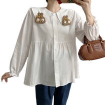 Jingqi Maternity Shirt 2024 New Fashionable Fashionable Doll Collar Small Loose Slim Top Spring and Autumn