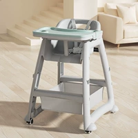 [Толстые модели] Столовый стул Двойной обеденный пластин+универсальное колесо+пять -точечный ремень безопасности+сетчатый карман хранения [вершина с зеленым]]